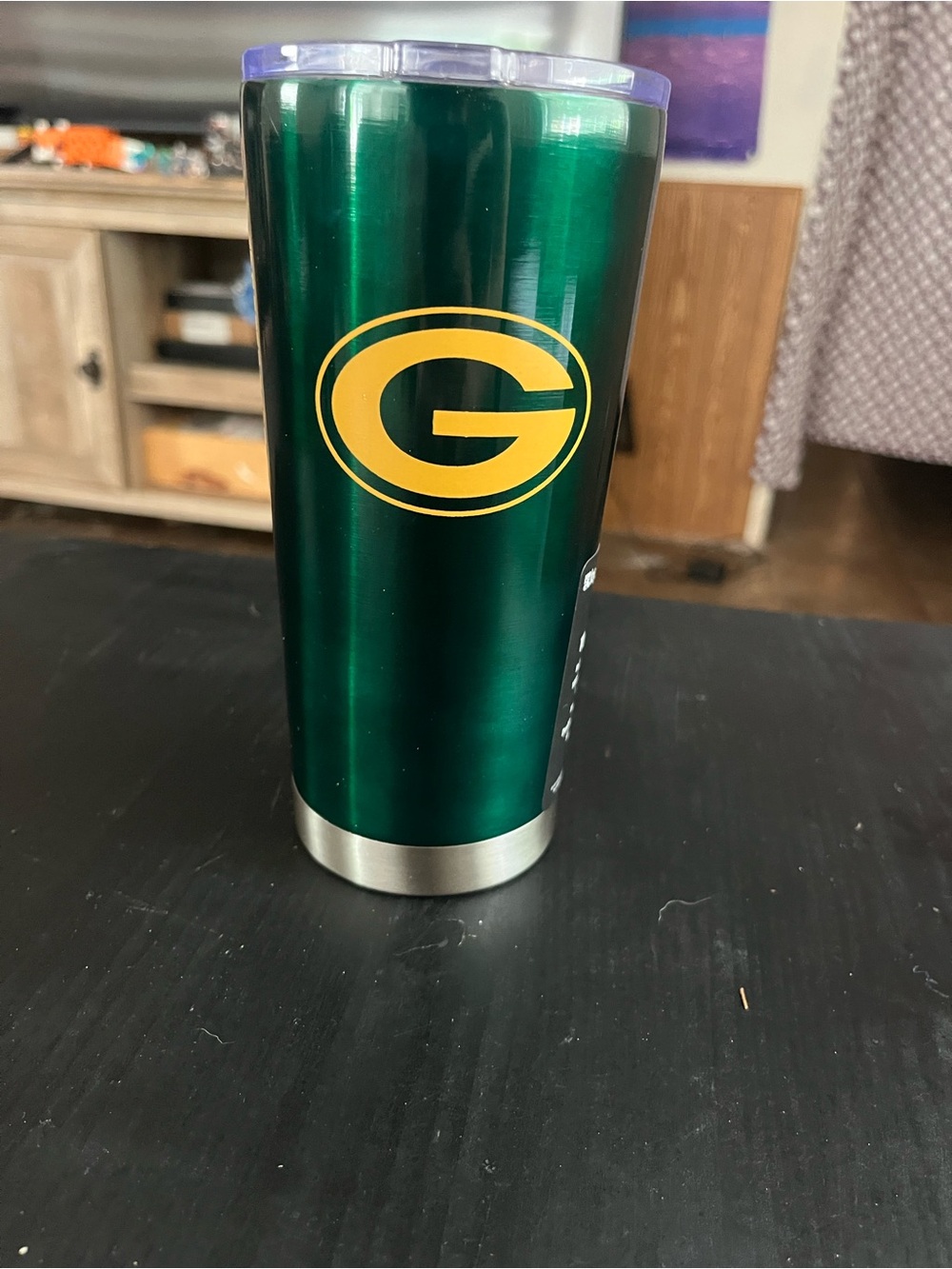 NFL Green and Yellow Insulated Travel Tumbler with Clear Lid